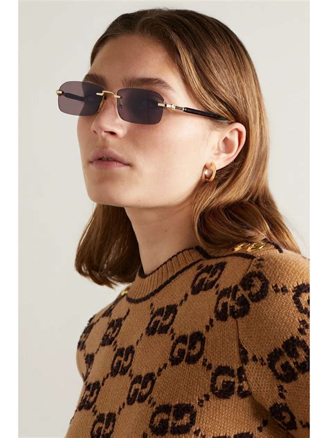 gucci rectangular-frame metal sunglasses gold sale|Gucci 57mm round sunglasses.